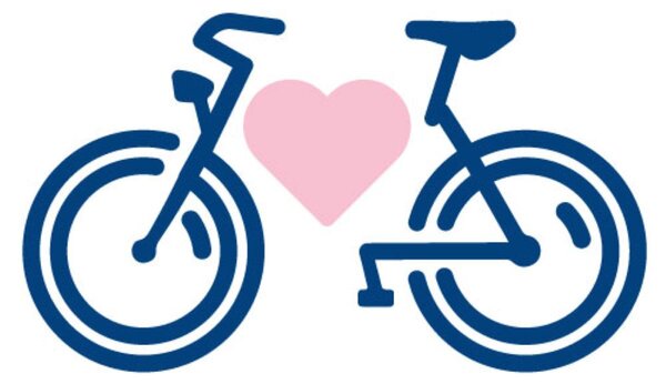 Das Bild zeigt ein Fahrrad mit einem Herz.